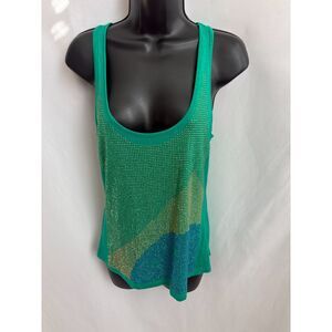 Groove Forever Y2K Emerald Green Studded Gems Tank Top Cutout Size S Sexy 2000s